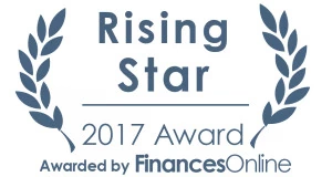 FinancesOnline Rising Star and Great User Experience awards badge